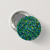 Badge Rond 2,50 Cm Conception Abstraite Formes Vagues Bleu Vert (Devant & derrière)