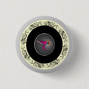 Badge Rond 2,50 Cm Conception artistique de cercle de colibri ornemen