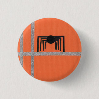 Badge Rond 2,50 Cm Conception d'araignée géométrique noir et orange