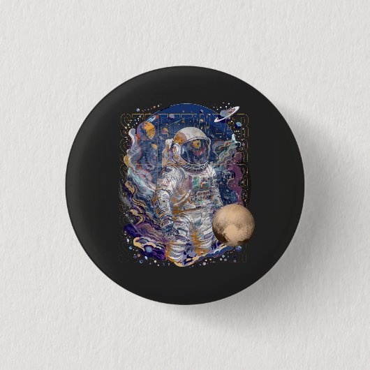 Badge Rond 2,50 Cm Conception d'astronaute (Devant)