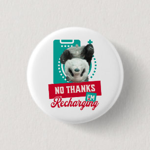 Badge Rond 2,50 Cm Conception de Batterie Sociale de Panda en Épuisem