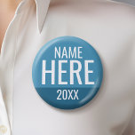 Badge Rond 2,50 Cm Conception de campagne personnalisée Bleu Bleu Ble<br><div class="desc">Un design moderne avec un endroit pour ajouter le nom et la date du candidat. Un design simple et moderne,  épuré et minimaliste.</div>