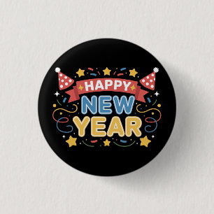 Badge Rond 2,50 Cm Conception de célébration de Nouvel An joyeux