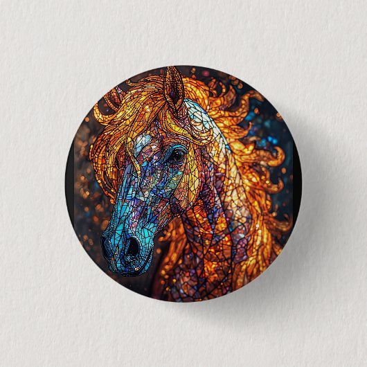 Badge Rond 2,50 Cm Conception de cheval en vitrail (Devant)