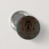 Badge Rond 2,50 Cm Conception de fractale de plume de faisan (Devant & derrière)