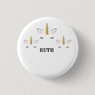 Badge Rond 2,50 Cm Conception de licorne personnalisée avec nom et pa