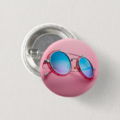 Badge Rond 2,50 Cm Conception de lunettes de soleil, rose cool (Devant & derrière)
