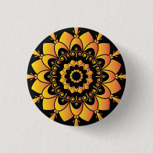 Badge Rond 2,50 Cm Conception de mandala unique doré
