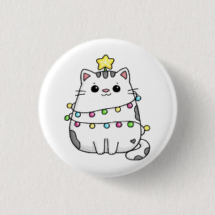 Badge Rond 2,50 Cm Conception de Noël de chat mignon