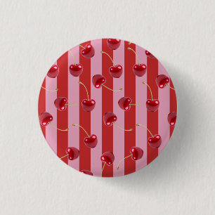 Badge Rond 2,50 Cm Conception de rayures rouges et roses avec des cer