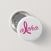 Badge Rond 2,50 Cm Conception de ruban rose Esprit Aloha pour le canc (Devant & derrière)