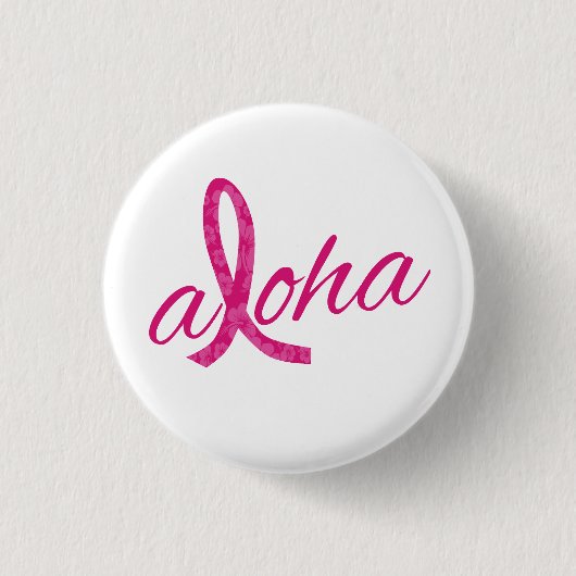 Badge Rond 2,50 Cm Conception de ruban rose Esprit Aloha pour le canc (Devant)