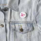 Badge Rond 2,50 Cm Conception de ruban rose Esprit Aloha pour le canc (En situation)