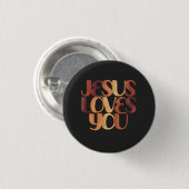 Badge Rond 2,50 Cm Conception de typographie chrétienne Jésus aime  (Devant & derrière)