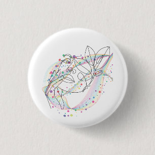 Badge Rond 2,50 Cm Conception de visage en dessin linéaire, design ar