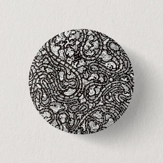 Badge Rond 2,50 Cm Conception de visages étranges de dessin animé sin (Devant)