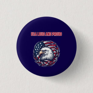 Badge Rond 2,50 Cm Conception d'esprit patriotique américain bruyant