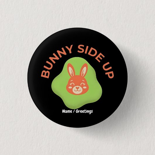 Badge Rond 2,50 Cm Conception Graphique d'Oeuf de Pâques Rétro Bunny (Devant)
