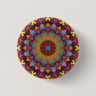 Badge Rond 2,50 Cm Conception Mandala Géométrique Violet Bleu-64351