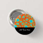 Badge Rond 2,50 Cm Conception modérée points turquoise sur orange vif (Devant & derrière)