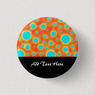 Badge Rond 2,50 Cm Conception modérée points turquoise sur orange vif