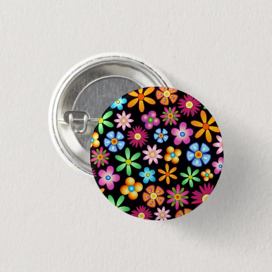 Badge Rond 2,50 Cm Conception naïve de Flower (Devant & derrière)