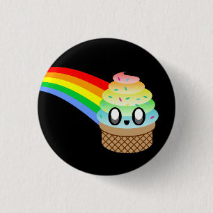 BADGE ROND 2,50 CM CONE DE GLACE KAWAII ARC-EN-CIEL DE CUTENESS