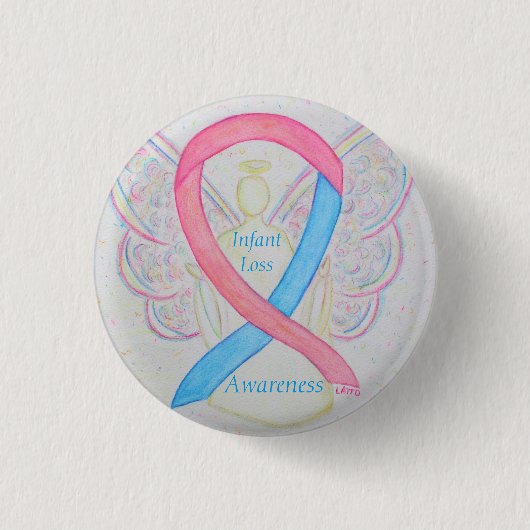 Badge Rond 2,50 Cm Connaissance de la perte de bébé Ruban Angel Peint (Devant)