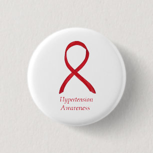 Badge Rond 2,50 Cm Connaissance de l'hypertension (HTN) Ruban rouge É