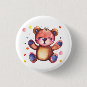 Badge Rond 2,50 Cm Cool Ours mou Teddy positif