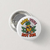 Badge Rond 2,50 Cm Cool Pine Hot Sun Retro Pineapple Summer Vibes (Devant & derrière)