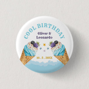 Badge Rond 2,50 Cm Cool Twins Ice Cream Boys Anniversaire Papier Plaq