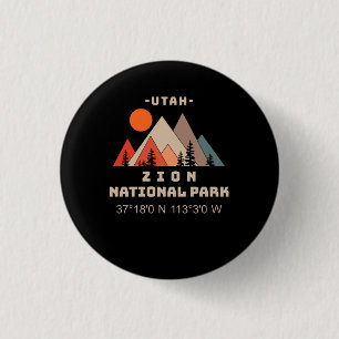 Badge Rond 2,50 Cm Coordonnées du parc national de Zion