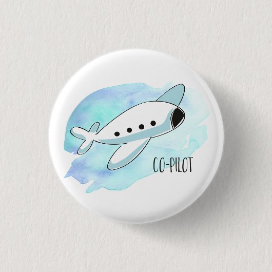 Badge Rond 2,50 Cm Copilote avec avion (Devant)