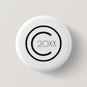 Badge Rond 2,50 Cm Copyright Vous-même Moderne Typographique Blanc (Devant)
