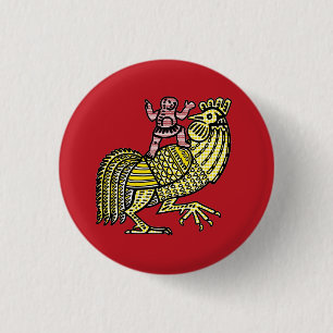 Badge Rond 2,50 Cm Coq d'art pop rétro avec figure en point Ben-Day