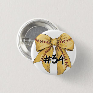 Badge Rond 2,50 Cm Coquette/archet de softball avec numéro de joueur 