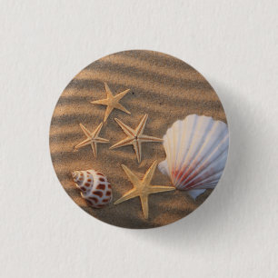 Badge Rond 2,50 Cm Coquilles et étoiles de mer de mer