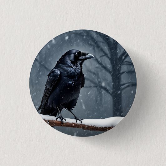 Badge Rond 2,50 Cm Corbeau noir foncé (Devant)
