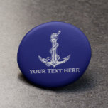 Badge Rond 2,50 Cm Corde d'Ancre Nautique vintage Votre texte ici<br><div class="desc">Vintage nautique Ancre corde Nom de bateau Conception pour les amateurs de bateau.</div>