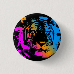 Badge Rond 2,50 Cm Corey Tiger 80s Nouveau visage de tigre d'onde