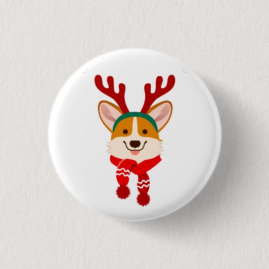 Badge Rond 2,50 Cm Corgi de Noël (Devant)