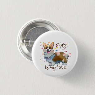 Badge Rond 2,50 Cm Corgi orange mignon pour une humeur positive