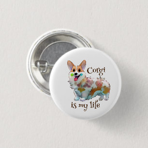 Badge Rond 2,50 Cm Corgi orange mignon pour une humeur positive