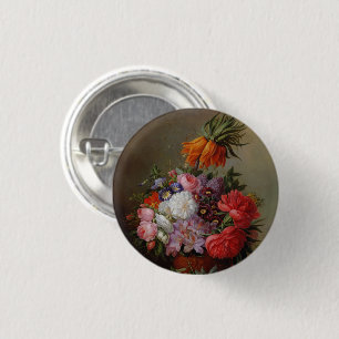 Badge Rond 2,50 Cm Cornelis Johannes van Hulsteijn Vase avec Fleurs