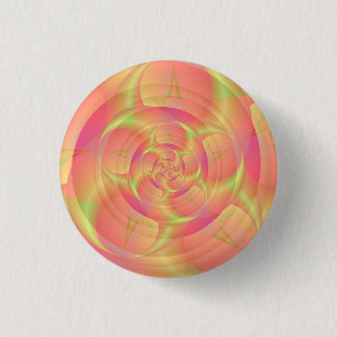 Badge Rond 2,50 Cm Cornes tournantes en rose et jaune