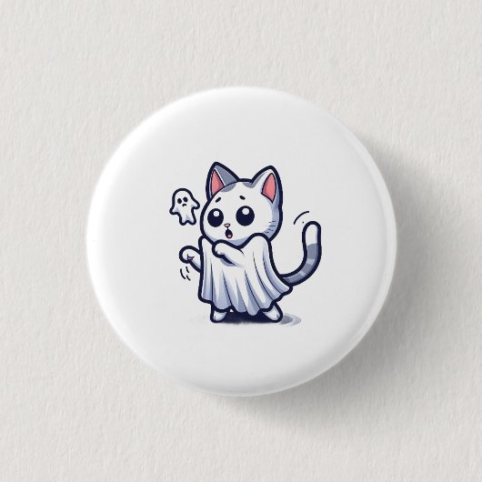 Badge Rond 2,50 Cm Costume Halloween Ghost Kitty (Devant)