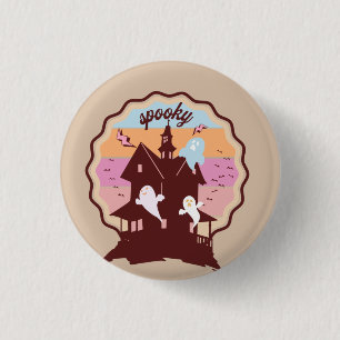 Badge Rond 2,50 Cm Costume Halloween Rétro Fantôme de Maison Hantée É