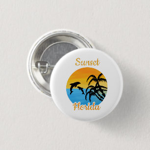 Badge Rond 2,50 Cm Coucher de soleil mignon en Floride