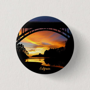 Badge Rond 2,50 Cm Coucher de soleil sur la côte d'Orange en Californ